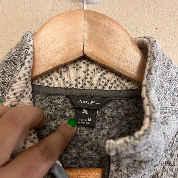 Eddie Bauer Gray Fleece Zip Up Jacket Size Medium - Picture 6 of 9